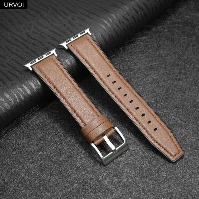 URVOI Leather Strap for Apple Watch Series 7 6 SE 5 4 3 Feel Comfortable Soft Touch Pin Buckle Suitable for iWatch 40 41 44 45mm