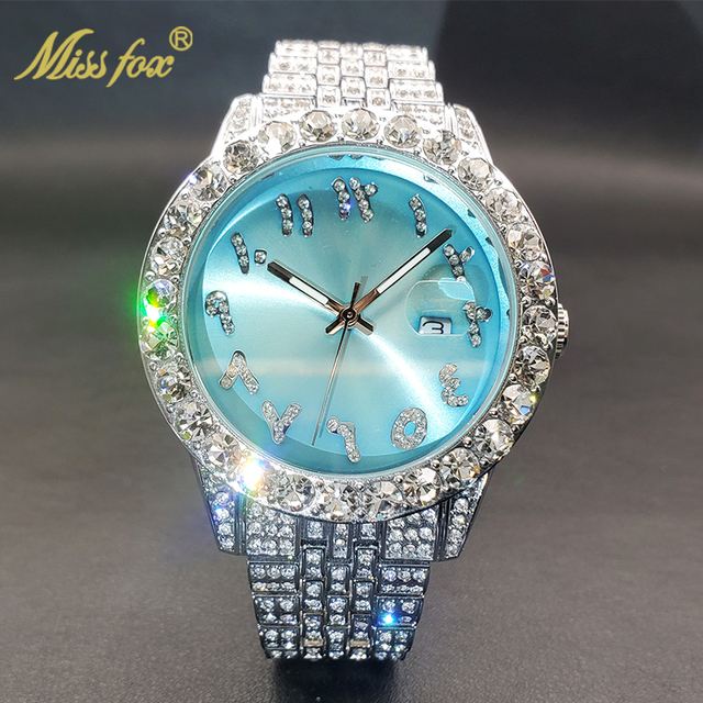 Relogio Masculino Luxury Original Diamond Watch for Male Unique Blue Dial Couple Watches Calendar Waterproof Quartz Watches