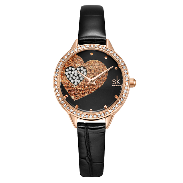 Fashion Casual Stainless Steel Women Quartz Watch Crystals Lady Holiday Gifts Beautiful Heart Rhinestone Dial Relojes Para Mujer