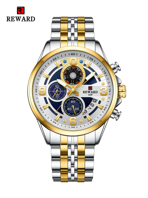 REWARD 2022 New Reward Men's Quartz Watches Multifunction Sports Wristwatch Chronograph Stainless Steel Luminous Watch Male Gift