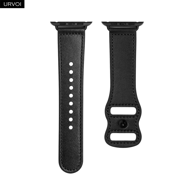 URVOI Leather Strap for Apple Watch Series 7 6 SE 5 4 3 2 Sports Hand-made Wrist Strap Double Holes Pin for iWatch 40 41 44 45mm