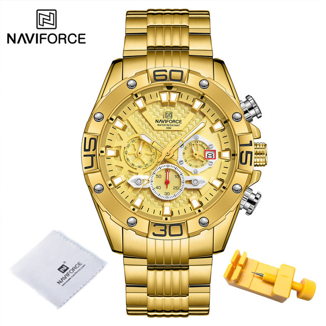 NAVIFORCE Men's Fashion Multifunction Watches Stainless Steel Sports Waterproof Wristwatch Casual Quartz Watch Relogio Masculino