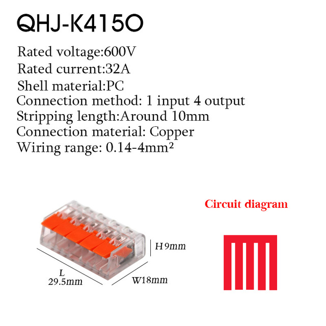 Wire Connector Small Quick Universal Compact Connector Spring Wire Cable Electrical Connectors Push In Terminal Block 412-415