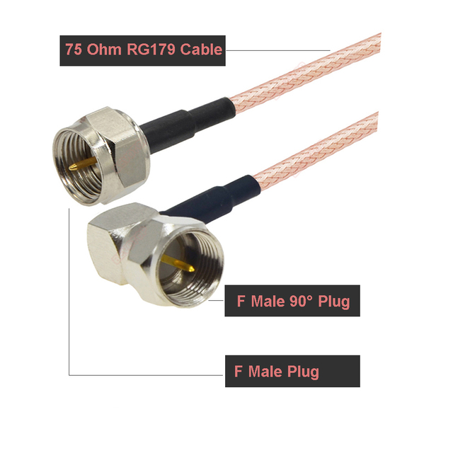 RG179 Cable 75 Ohm F Male Plug to F Male Plug Connector RF Coaxial Cable Extension Pigtail for TV Set-Top Box DIY Jumper