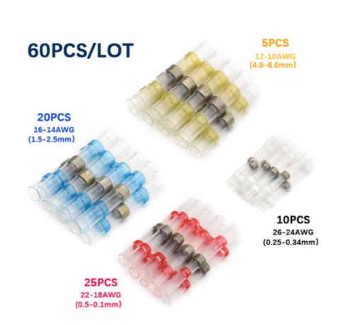 50/100/250pcs Mixed Heat Shrink Connect Terminals Waterproof Soldering Sleeve Tube Insulated Electrical Wire Splice Connectors Kit