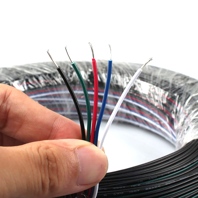 5V~24V 1~100M 2/3/ 4/5Pin 22 AWG Electrical Extension Wire Led Cable Connector For 5050 3528 5630 RGBW RGB CCT LED Strip