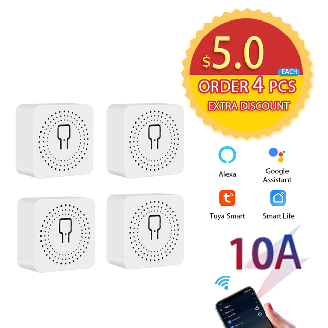 Avoir 1-5pcs Smart Life Circuit Breaker Tuya Switch Wifi Smart Home Socket Wireless Sensor Switch Mini Wifi Console 16A