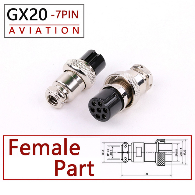 10pcs High Quality GX20 2/3/4/5/6/7/8/9/10/12/15 Pin Female 20mm Round Wire Flight Board Connector Socket Industrial Socket