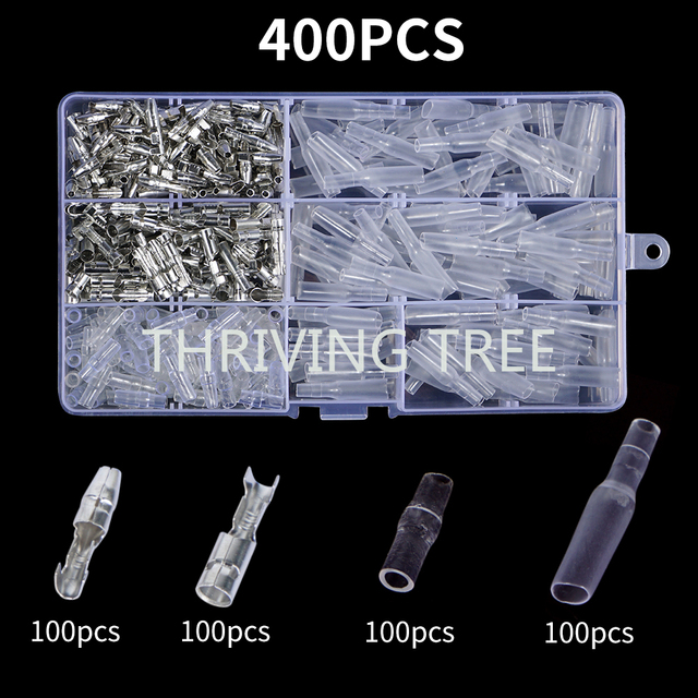 400/600pcs Bullet Termin Electrical Wire Connector Connector Kit SN48B Crimping Tool Crimp Terminals for Cars Automobiles Motorcycle