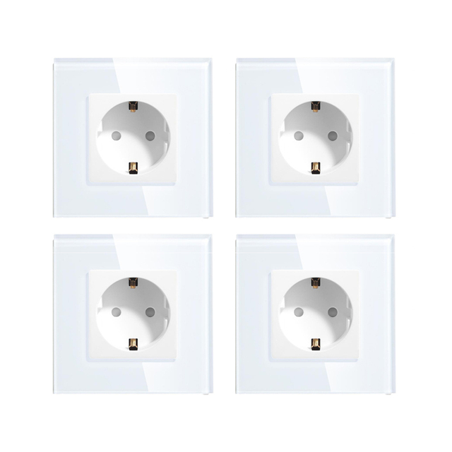 Bingobic Electrical Plugs EU Standard 16A Wall Socket Crystal Glass Panel Plug Electrical Outlet For Home Improvement