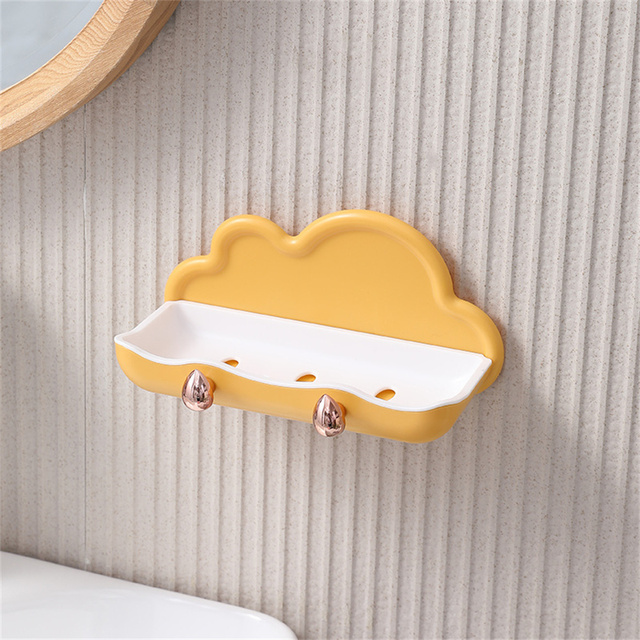 Wall Mounted Soap Holder With 2pcs Hook Creative PP Clouds Shape Soap Basket Multifunctional Bathroom Storage Rack Soap Dishes