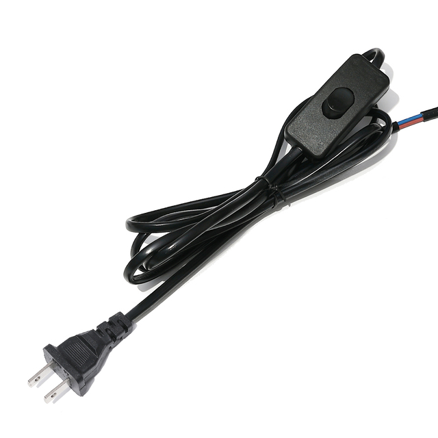 High Quality Power Cord 2.4m Switch Plug Cord Two Pin Plug Cable Extension Cord American Adapter Black and White LED Light Cord