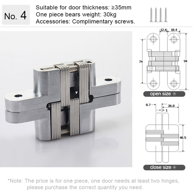 Hidden Hinge Invisible Folding Door Concealed Cross Hidden Hinges for Furniture Hardware Cabinet Folding Door Wooden Box Front