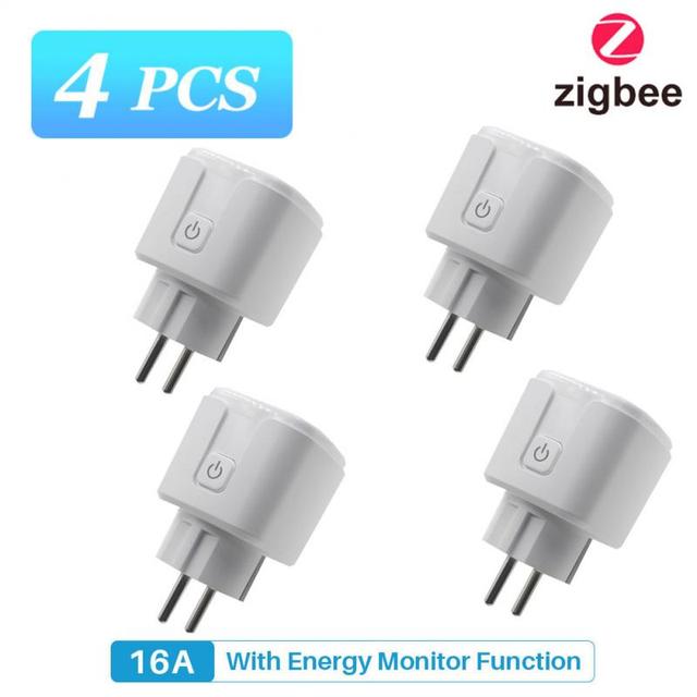 Tuya Zigbee Smart Plug 16A EU Socket with 110V 220V Power Monitoring Port Adapter APP Control Works with Alexa Google Home