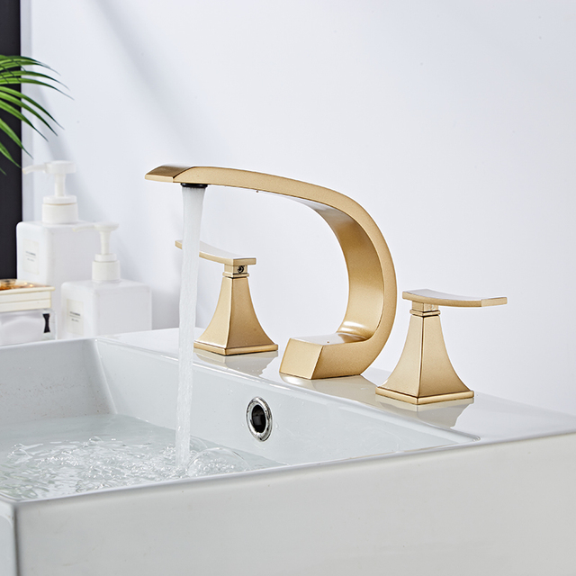 European style washbasin faucet hot and cold table basin double handle split three-hole washbasin wash basin three-piece set tap