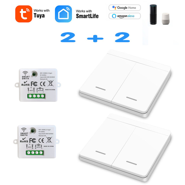 Mini Module WiFi Tuya Smart Light Switch Wall Panel Push Button Switch 433MHZ Wireless Electric Home Remote Control 220V 10A