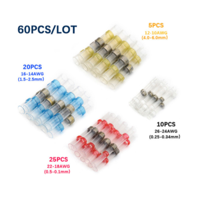 50/100/250pcs Mixed Heat Shrink Connect Terminals Waterproof Solder Sleeve Tube Insulated Electrical Wire Butt Connectors Kit