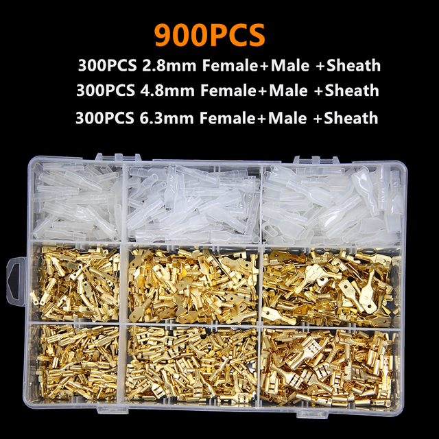 270/315/450/900pcs 2.8/4.8/6.3mm Crimp Terminals Insulated Seal Electrical Wire Connectors Crimp Terminal Connector Assortment