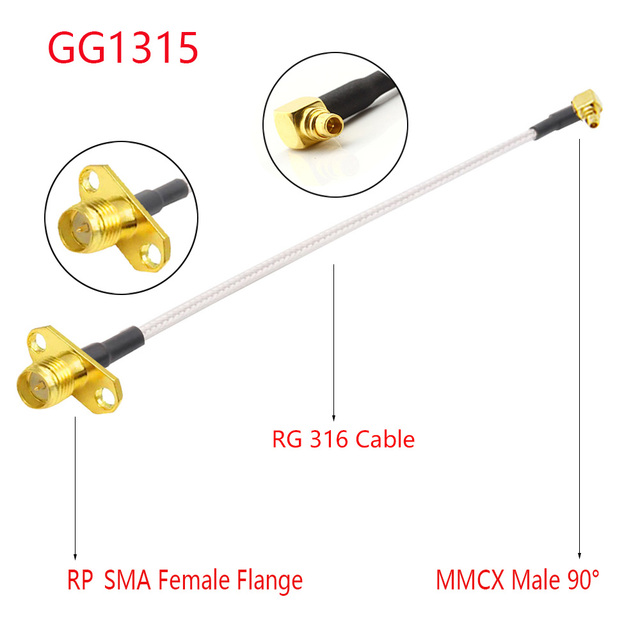 10pcs RG316 Coaxial Cable MMCX to SMA/RP-SMA Female Flange Panel Mount FPV Antenna Extension Cord for TBS Unite Pandark VTX