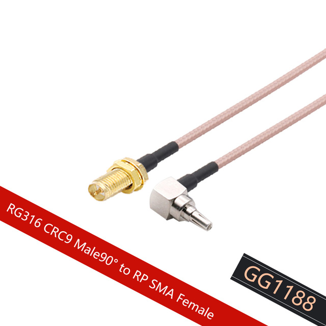 10pcs RP-SMA Female Jack Nut to CRC9 Male Right Angle Connector 3G Modem Extension RG316 Coax Cable Adapter 15cm/30cm/50cm/100cm