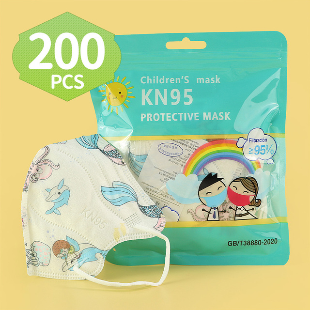 FFP2 KN95 Unicorn Mask For Kids Thicker Mask 5 Layers KN95 Mask Children Anti-Fog Mouth Mask Student Respirator Mask