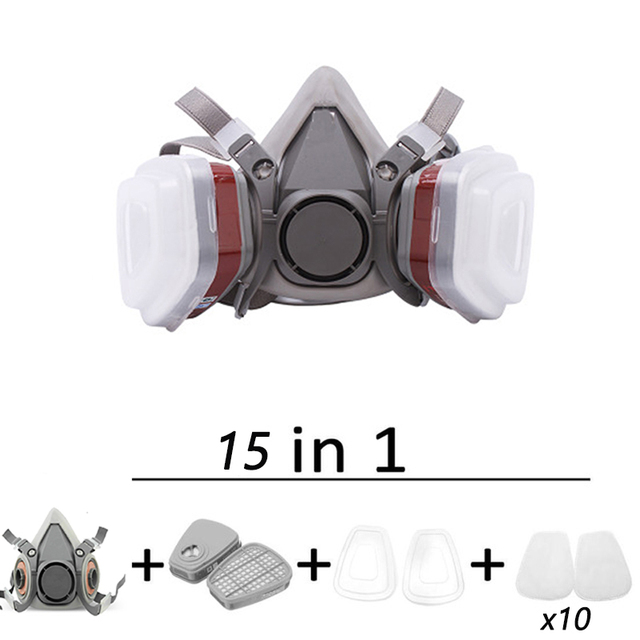 الغبار الضباب برهان 6200 قناع واقي من الغاز دعوى الصناعية نصف الوجه اللوحة الرش التنفس مع نظارات واقية مرشحات سلامة العمل