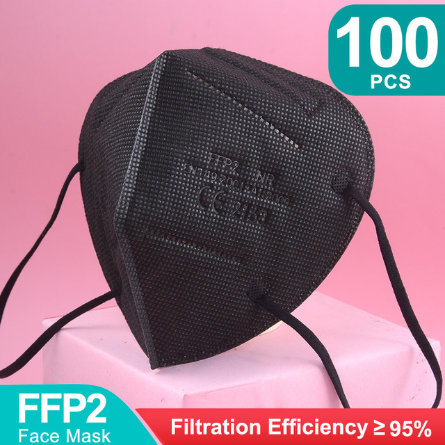 أقنعة FFP2 5 طبقات ffp2fan KN95 قناع وجه واقي FPP2 mascarillas الغبار قناع فلتر قناع التنفس الأسود الفم Masken