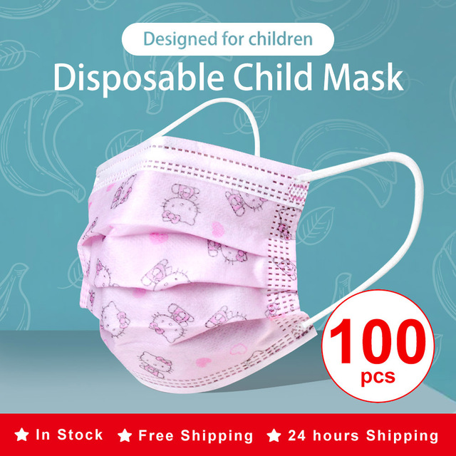 10-200pcs Mascarillas Niños Disposable Kids Mask Boy Girl Kitty Cat Car Animals Cartoon Children Face Mouth Masks Masque Enfant