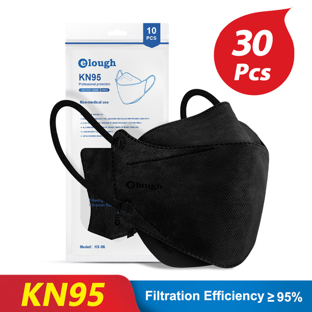 KN95 قناع 4 طبقات سلامة KN95 أقنعة غبار FFP2 تنفس تصفية FFP2Mask الوجه قناع واقٍ الغبار FFP2 FFP3