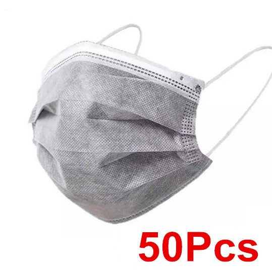 Protective Mask Gray Color Disposable Non-woven Ear Loop 3 Layer Dustproof Breathable Face Mask