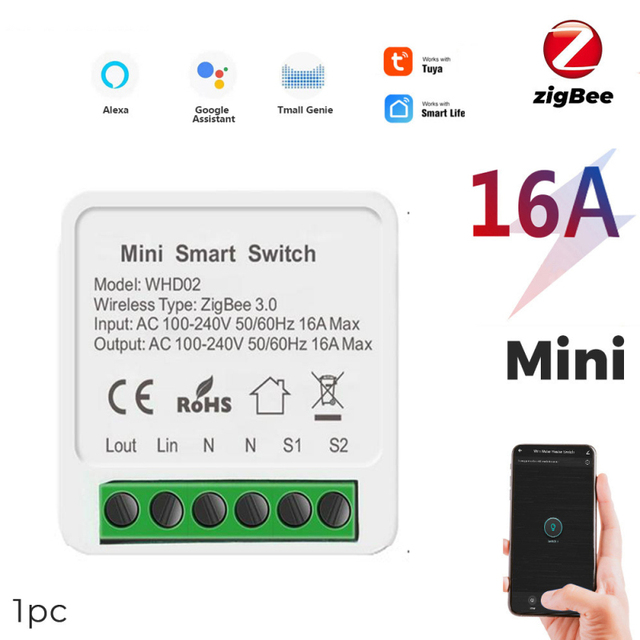 Mini Wifi Smart Switch Zigbee DIY Light Switches 10A 16A 2 Way Control Smart Home with Tuya Smart Life Alexa Alice Google Home