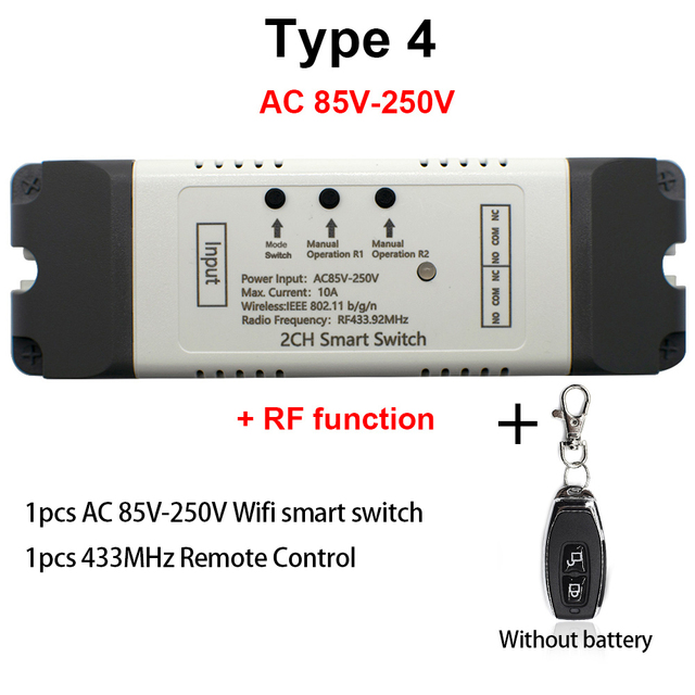 DC 7-32V DC 7-32V 24V 12V 85V-250V USB 5V DC Self-locking Wireless Interlock Switch Controller Ewelink Garage APP Ewelink