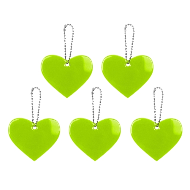 5pcs Cute Heart Shape Reflective Keychain Bag Pendant Doft Accessories Reflective PVC Keyrings For Visible Safety