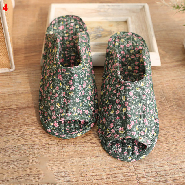 Small floral slippers pastoral fabric soft-soled household cotton slippers warm breathable non-slip light beautiful cotton slippers