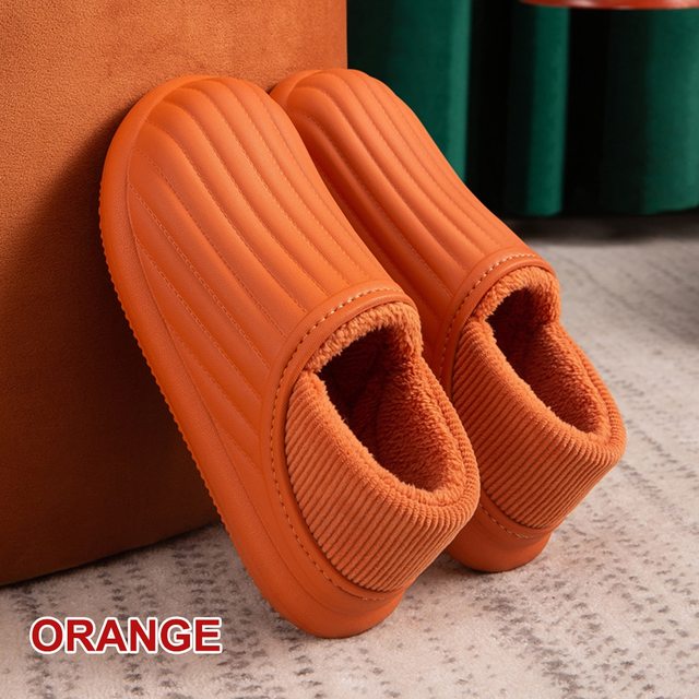 Hot Waterproof Non-slip Home Slippers Men Winter Warm Women Indoor Non-slip Ladies Soft Slippers Memory Foam Couples Shoes