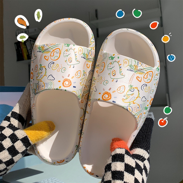 Cute Cow Slippers Female Summer Home Indoor Slippers Slides Non-slip Bath Shoes Beach Sandals Outdoor Comfortable Platform