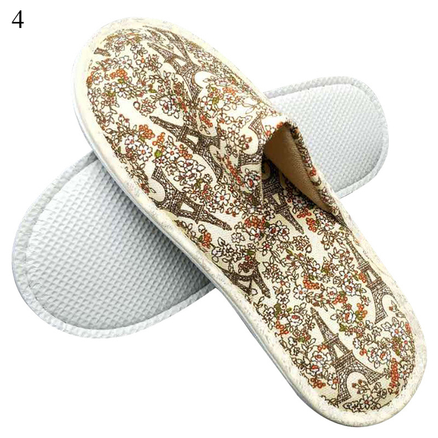 Hotel Travel Spa Disposable Slippers Cute Printed Linen Guest Slippers Home Room New Beauty Salon Slippers Women Slippers Hot