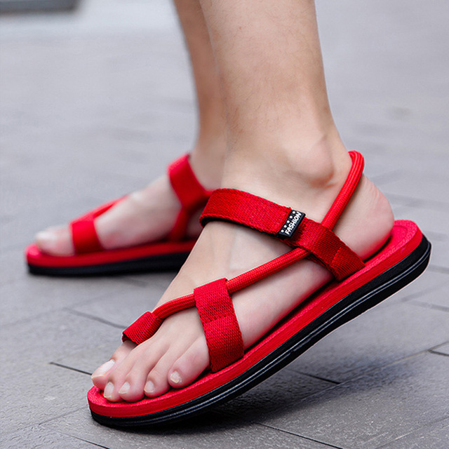 Men Sandals Summer Beach Outdoor Slippers Personality Indoor Couple Casual Shoes Black Velcro Non-slip Men Flip Flop Pantuflas