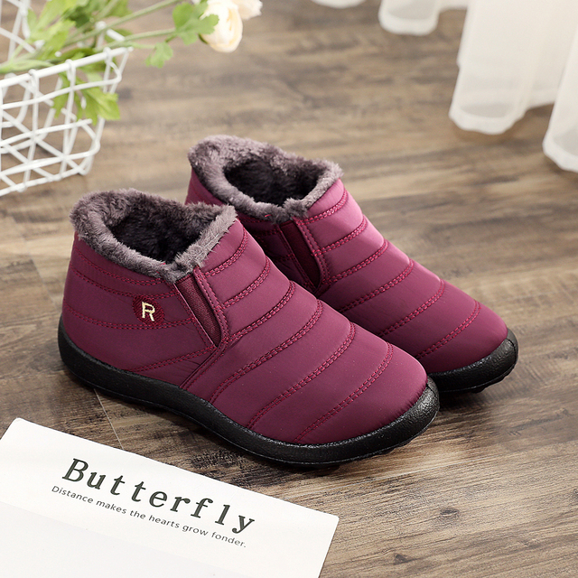 Men's Winter Shoes Unisex Couples New Snow Boots Ankle Boots Solid Color Plush Inside Anti-slip Bottom Warm Waterproof Skating Shoes