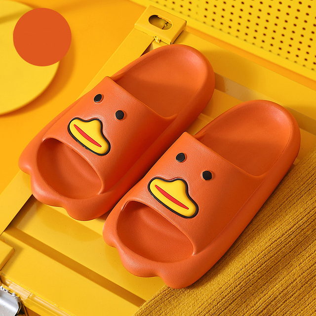 summer women men indoor slippers girls boy thick non-slip soft couple cartoon flip flops duck beach sandals ladies shoes