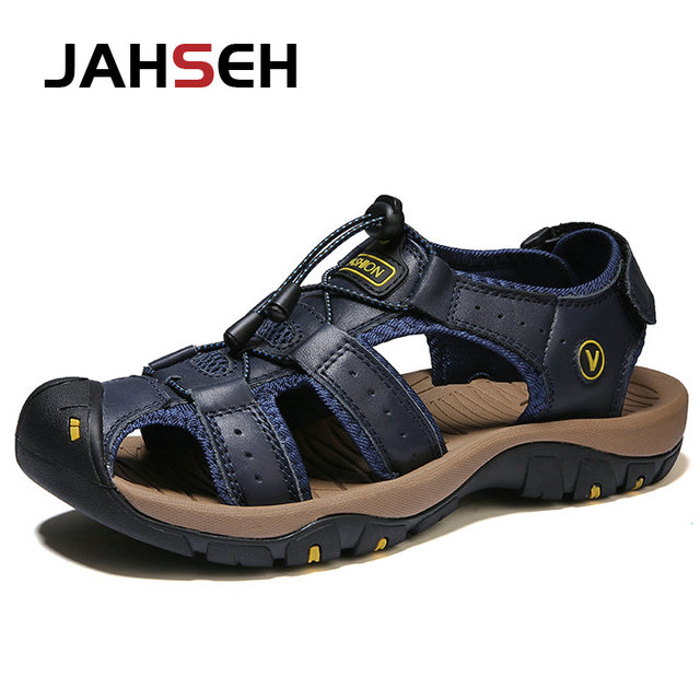 Size 38~48 New Sandals Genuine Leather Gladiator Sandals Brand Outdoor Beach Shoes For Men Summer Leather Casual Shoes Sneakers