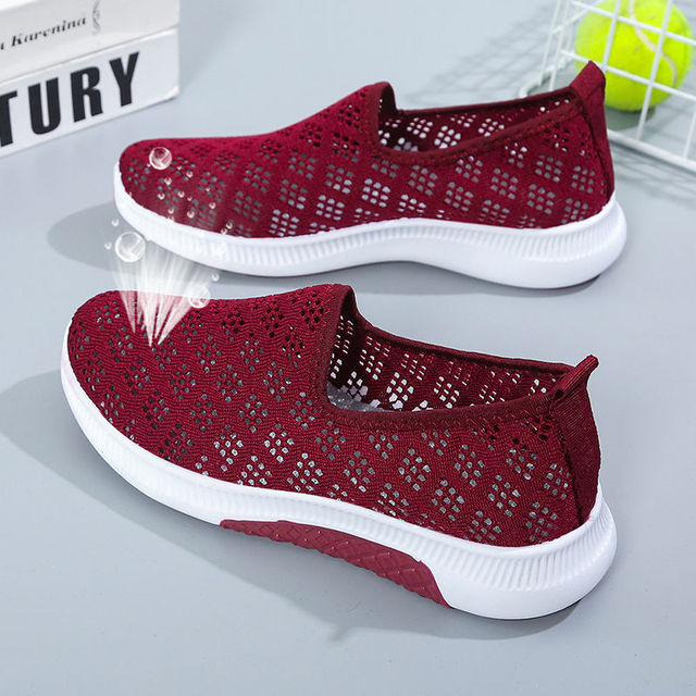 Summer Korean Fashion Mesh Women Shoes Comfortable Breathable Hollow Gym Walking Casual Sneakers Flat Ladies Vulcanized Shoes