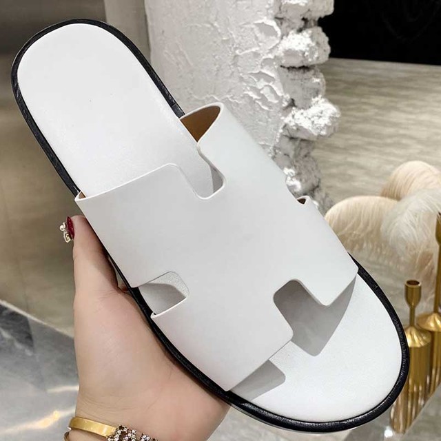 2022 summer luxury designer men leather flat sandals flat open toe comfort elegant wide fit mule slippers flip flop shoes 38-46