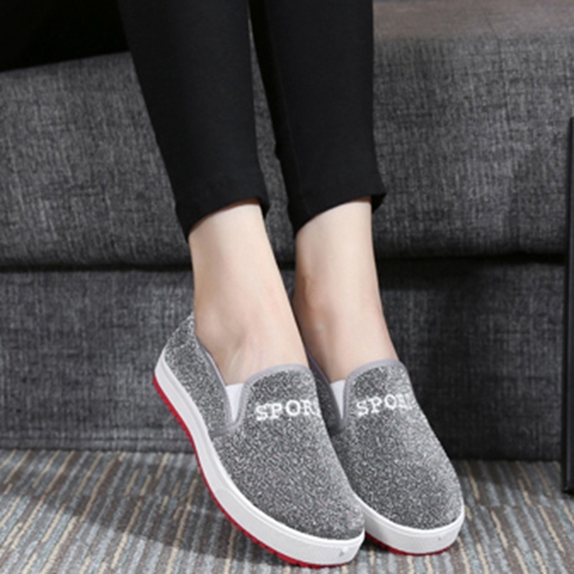 JERSEY-Women's Canvas Flats Canvas Shoes Comfortable Round Toe No Lace-up Plus Size 35-40 Casual Date F950 Spring Autumn
