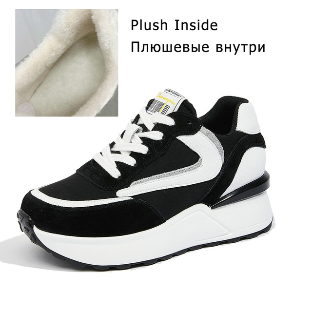 Fujin 6.5cm Genuine Leather Women Casual Shoes Chunky Sneakers Platform Wedge Women Running Shoes Sneakers Winter Spring Autumn