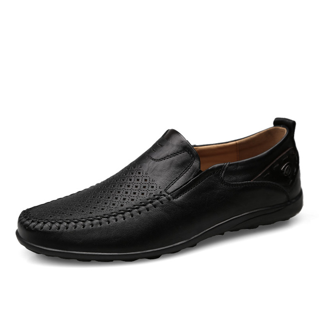 Italian Men Casual Shoes Summer Genuine Leather Men Loafers Moccasins Slip-on Men Flats Breathable Male Driving Shoes BTMOTTZ