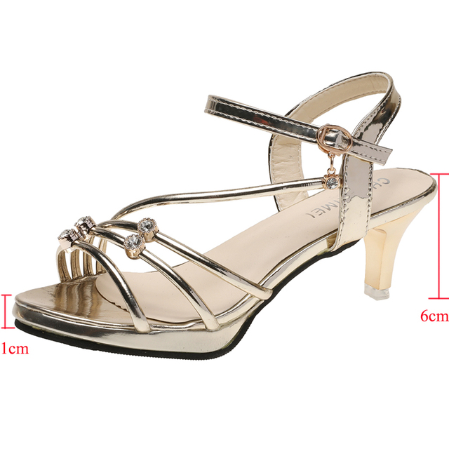 Lucyever Crystal Thin High Heels Sandals Women 2022 Summer Ankle Strap Platform Sandal Woman Gold Silver Ladies Party Shoes