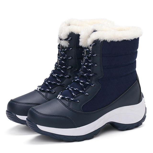 platform winter boots women keep warm plush fur flat non-slip waterproof comfortable snow boots woman black thigh high boots