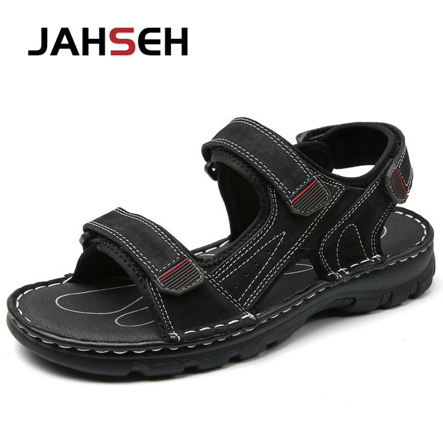 Size 48 New Fashion Casual Men Shoes Genuine Leather Soft Non-slip Beach Shoes Summer Sandals Walking Flats Sneakers