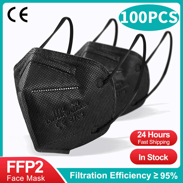 CE FFP2 Mascarillas Negras 5 Layers Disposable KN95 Face Mask FPP2 Approved Protection Masks N95 ffp 2 Adult ffp2kn95fan Mask